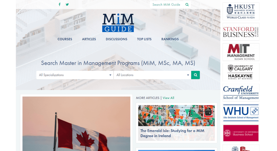 Screenshot of mim-guide.com website